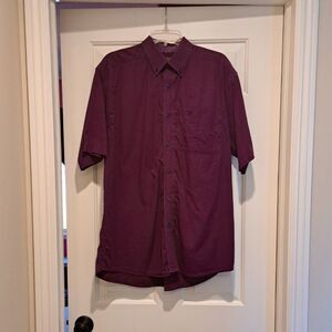 Ariat Strech Men's L Purple Button Up Short Sleeve Shirt Decorative Inner Collar